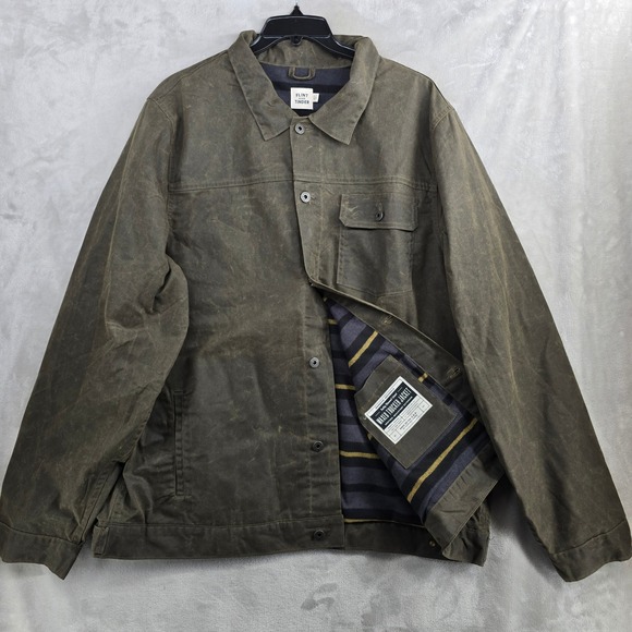 Flint and Tinder Waxed Trucker Jacket 4XL Tall Flannel Lined Made in USA New - Picture 1 of 7